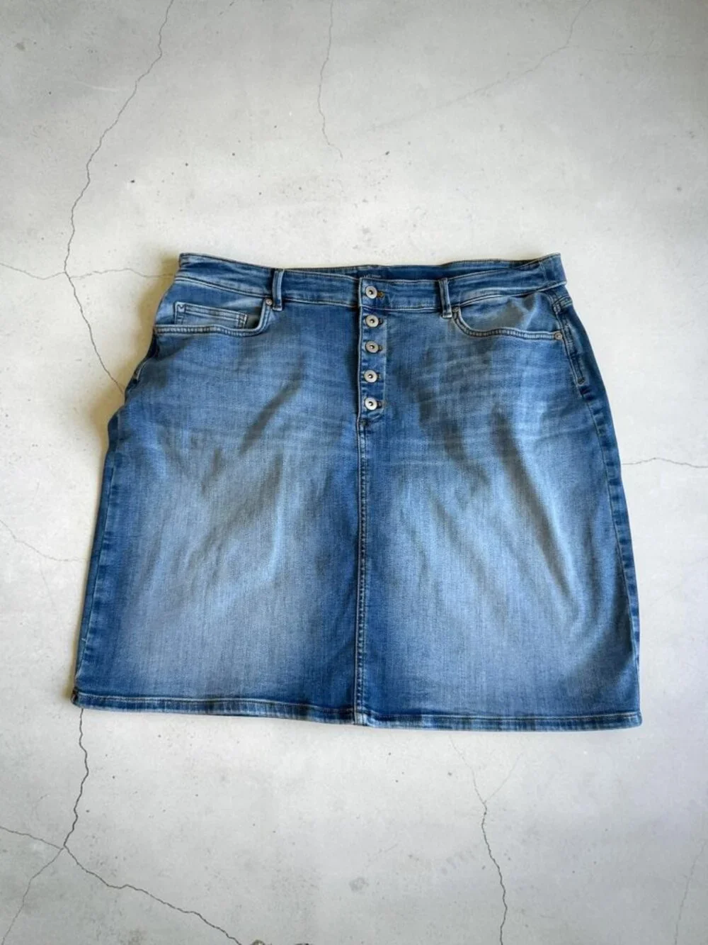 J JILL Denim Stretch Button Skirt Size 20